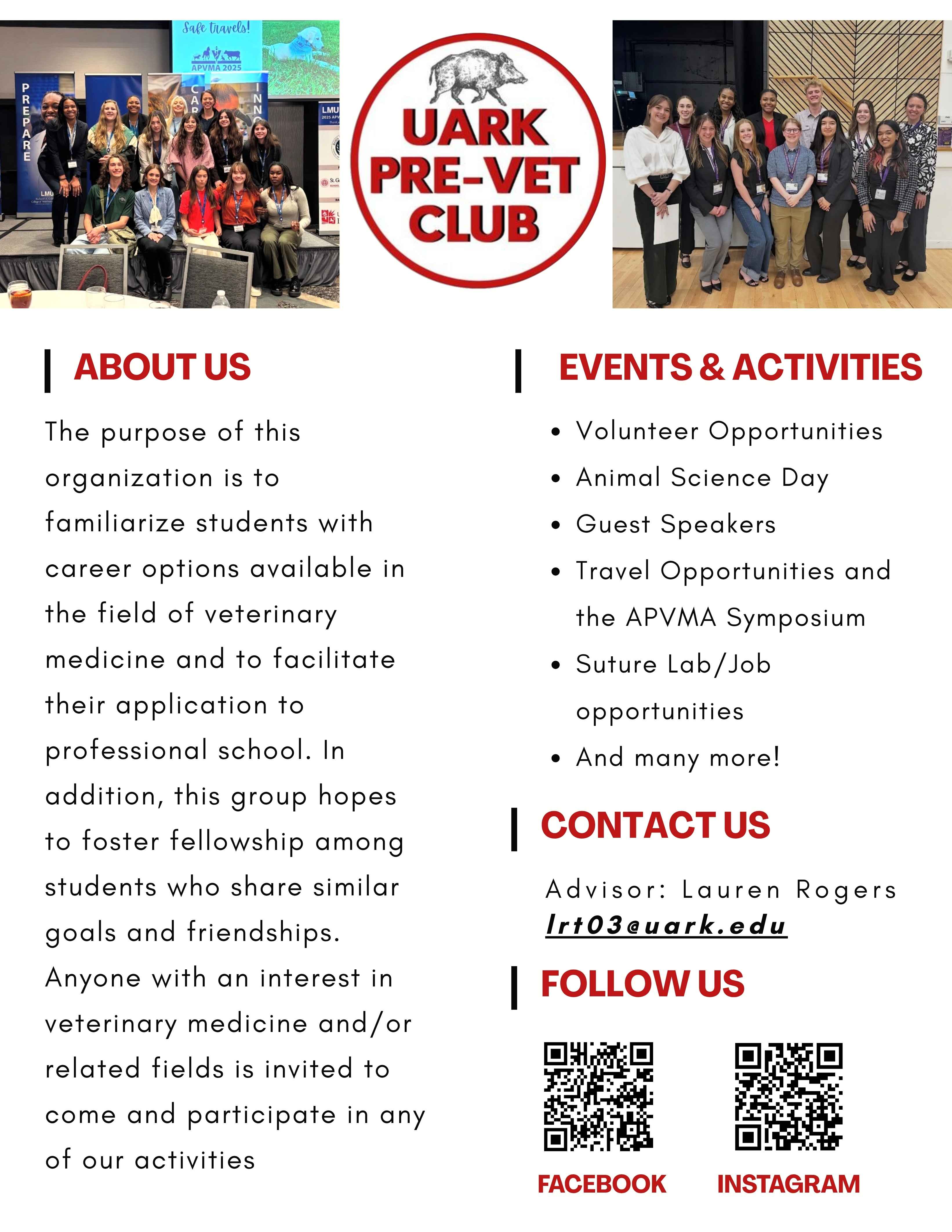 University of Arkansas Pre-Vet Club Flyer